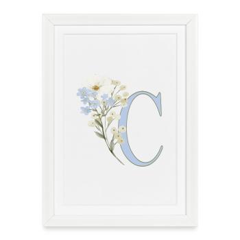 Buchstabe C mit floralem Motiv - Gerahmtes Poster (27 × 37 cm) - Weiß - Vorne