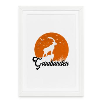 Grey-banded moon silhouette - Framed poster (27 × 37 cm) - white - Front