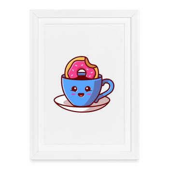 Encouragement de la Coupe Kawaii Donut - Affiche encadrée (27 × 37 cm) - blanc - Devant