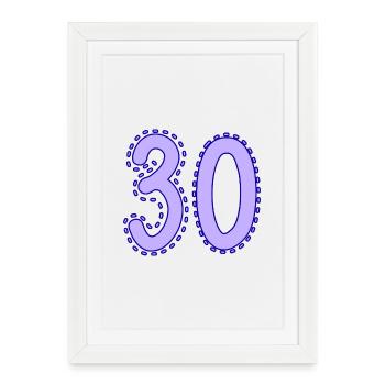 30. 30 JAHRE. 30. JAHRESTAG. 30-JÄHRIGES JUBILÄUM. - Gerahmtes Poster (27 × 37 cm) - Weiß - Vorne