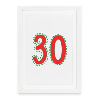30. 30 JAHRE. 30. JAHRESTAG. 30-JÄHRIGES JUBILÄUM. - Gerahmtes Poster (27 × 37 cm) - Weiß - Vorne