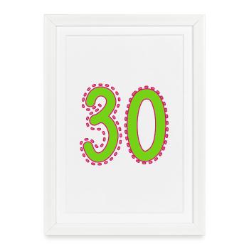 30. 30 JAHRE. 30. JAHRESTAG. 30-JÄHRIGES JUBILÄUM. - Gerahmtes Poster (27 × 37 cm) - Weiß - Vorne