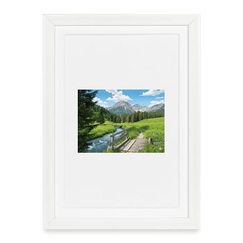 Panorama des sentiers fluviaux alpins - Affiche encadrée (27 × 37 cm) - blanc - Devant