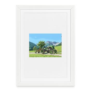 Tracteur Vintage Vert Paysage Alpin 15er Steyr - Affiche encadrée (27 × 37 cm) - blanc - Devant