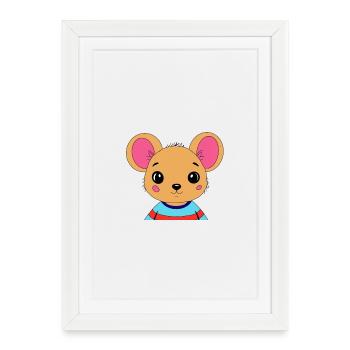 Cuddly kitty in a colorful striped shirt - Framed poster (27 × 37 cm) - white - Front