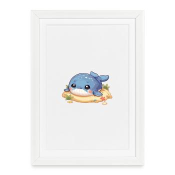 Baleine sur un banc de sable - Affiche encadrée (27 × 37 cm) - blanc - Devant