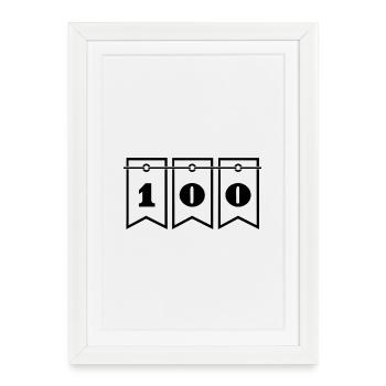 100. 100 ANS. 100e ANNIVERSAIRE. ANNIVERSAIRE 100 - Affiche encadrée (27 × 37 cm) - blanc - Devant