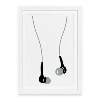 Écouteurs - Affiche encadrée (27 × 37 cm) - blanc - Devant