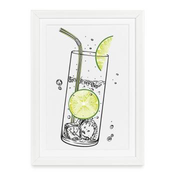 Limetten Limonade Sommer Limo - Affiche encadrée (27 × 37 cm) - blanc - Devant