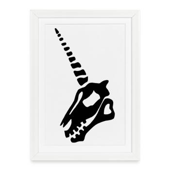 black unicorn skull - Framed poster (27 × 37 cm) - white - Front