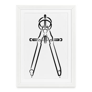 Dessin de boussole - Affiche encadrée (27 × 37 cm) - blanc - Devant