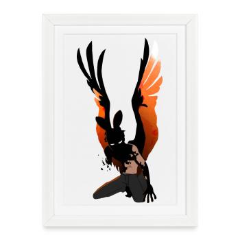 Flame Wing Warrior Figure - Framed poster (27 × 37 cm) - white - Front