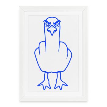 Mouette majeur insulte doigt puant vilain - Affiche encadrée (27 × 37 cm) - blanc - Devant