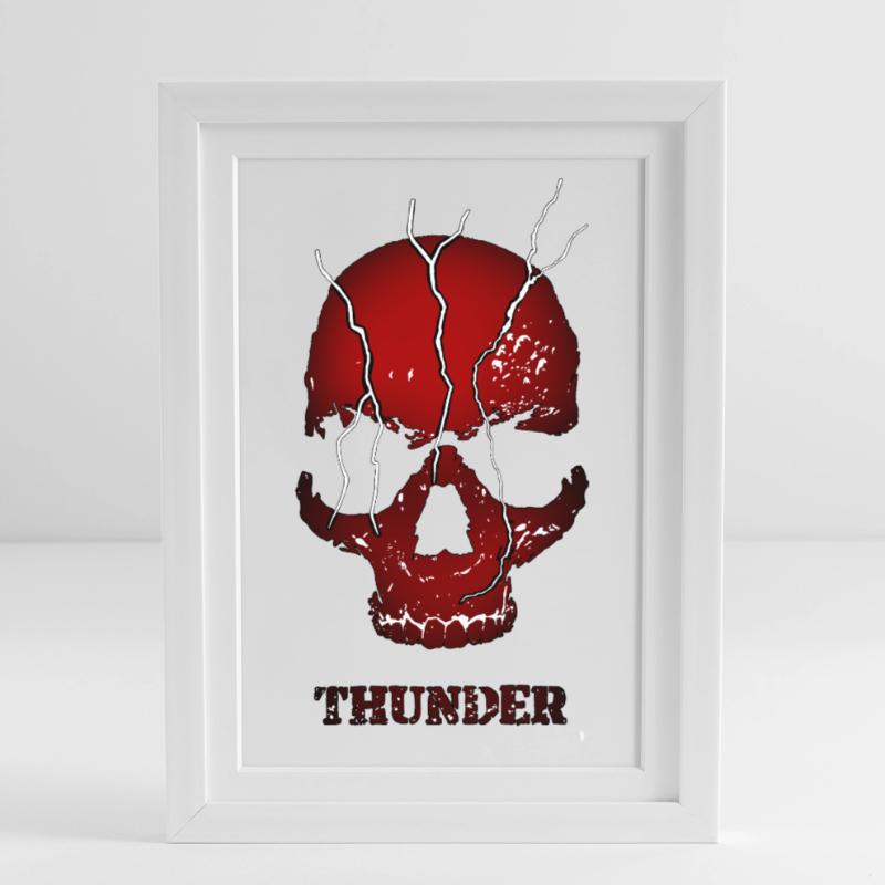 Exploding Thunder Skull Framed poster (27 × 37 cm)