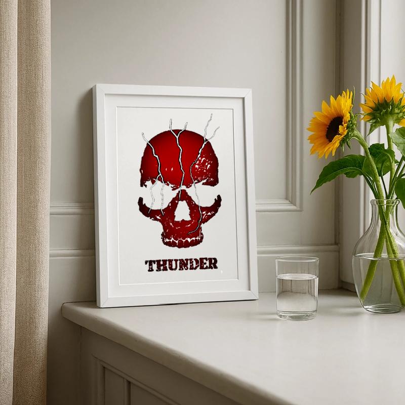 Exploding Thunder Skull Framed poster (27 × 37 cm)