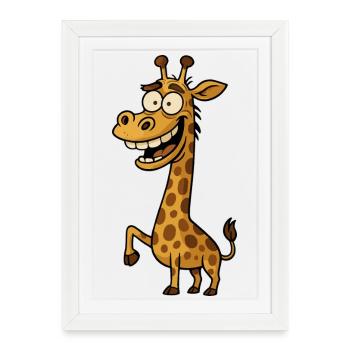 Conception de bande dessinée drôle de girafe - Affiche encadrée (27 × 37 cm) - blanc - Devant