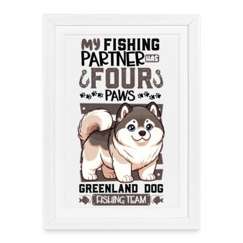 Pêche et lévrier - Affiche encadrée (27 × 37 cm) - blanc - Devant