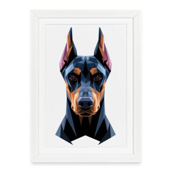 Doberman Motif Chien de Garde Fiers Dobermans - Affiche encadrée (27 × 37 cm) - blanc - Devant