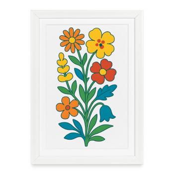 Colored Bouquets Folk Art - Framed poster (27 × 37 cm) - white - Front