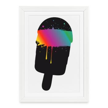 Silhouette de glace arc-en-ciel style street art - Affiche encadrée (27 × 37 cm) - blanc - Devant