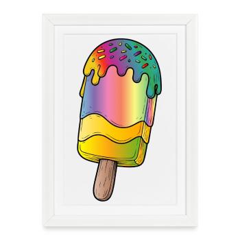 Rainbow Popsicle Cartoon Illustration - Framed poster (27 × 37 cm) - white - Front