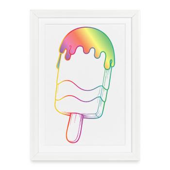 Contour de glace arc-en-ciel style néon - Affiche encadrée (27 × 37 cm) - blanc - Devant
