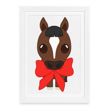 Frange avec ruban rouge - Affiche encadrée (27 × 37 cm) - blanc - Devant