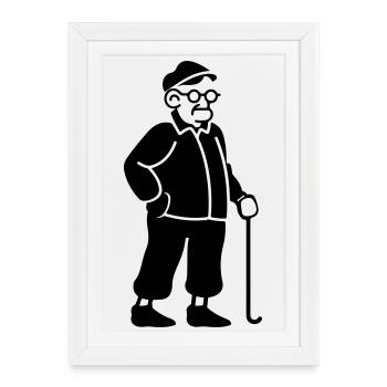 Vieux grand-père - Affiche encadrée (27 × 37 cm) - blanc - Devant