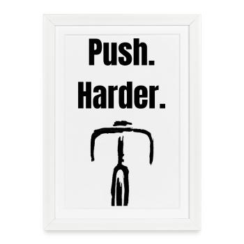 Pousser plus fort la motivation du vélo de route – T-shirt de cyclisme - Affiche encadrée (27 × 37 cm) - blanc - Devant