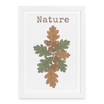 Oak branch with acorns for nature, forest and autumn - Framed poster (27 × 37 cm) - white - Front