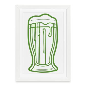 Aperçu de la goutte de verre pour la bière verte - Affiche encadrée (27 × 37 cm) - blanc - Devant