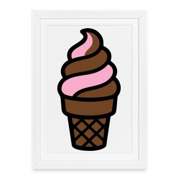 Logo du cornet de glace souple - Affiche encadrée (27 × 37 cm) - blanc - Devant