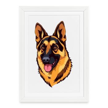 Chien de berger - Affiche encadrée (27 × 37 cm) - blanc - Devant