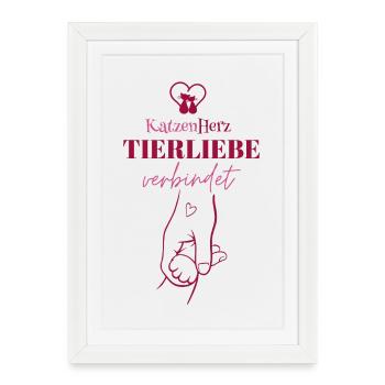 CatsHeart relie l’amour des animaux - Affiche encadrée (27 × 37 cm) - blanc - Devant