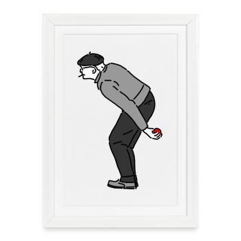 Joueur de pétanque gaucher - Affiche encadrée (27 × 37 cm) - blanc - Devant