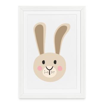 Portrait d'un lapin câlin en beige - Affiche encadrée (27 × 37 cm) - blanc - Devant