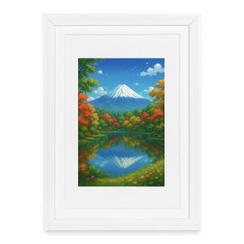 Mont Fuji près de l’automne - Affiche encadrée (27 × 37 cm) - blanc - Devant