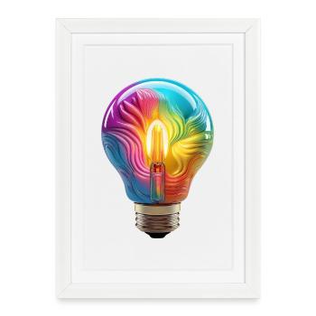 Ampoule colorée comme symbole de créativité - Affiche encadrée (27 × 37 cm) - blanc - Devant