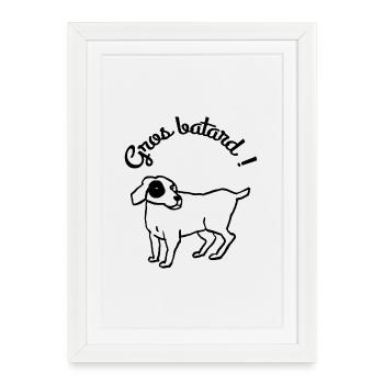 Big Bastard Dog Humor - Framed poster (27 × 37 cm) - white - Front
