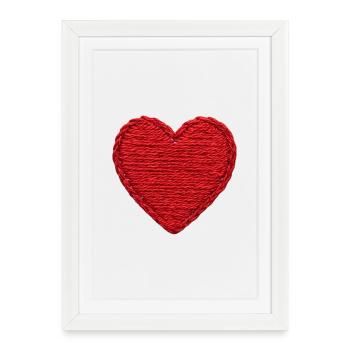 Cœur dans un style brodé (imprimé) - Affiche encadrée (27 × 37 cm) - blanc - Devant