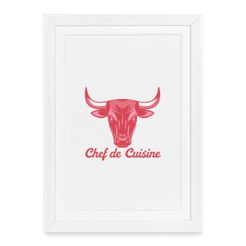 Kitchen bull illustration - Framed poster (27 × 37 cm) - white - Front