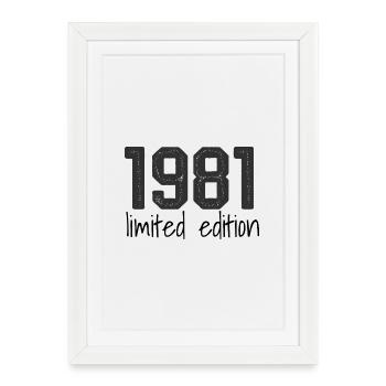 Édition limitée 1981 Vintage rétro anniversaire Des - Affiche encadrée (27 × 37 cm) - blanc - Devant