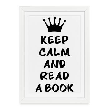 Keep calm and read a book - Affiche encadrée (27 × 37 cm) - blanc - Devant