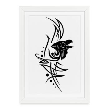 Tatouage avec tête de corbeau. - Affiche encadrée (27 × 37 cm) - blanc - Devant