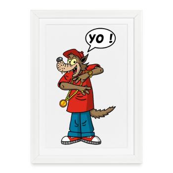Wolf rapper - Framed poster (27 × 37 cm) - white - Front
