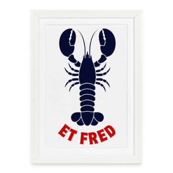 Homard, langouste, bord de mer - Affiche encadrée (27 × 37 cm) - blanc - Devant