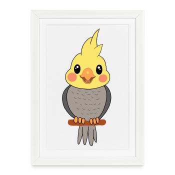 Calopsitte - Affiche encadrée (27 × 37 cm) - blanc - Devant