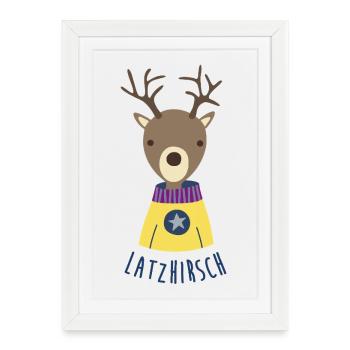 Deer bib bib hunting kids deer head antlers - Framed poster (27 × 37 cm) - white - Front