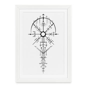 Nordic Rune Amulet Design - Framed poster (27 × 37 cm) - white - Front