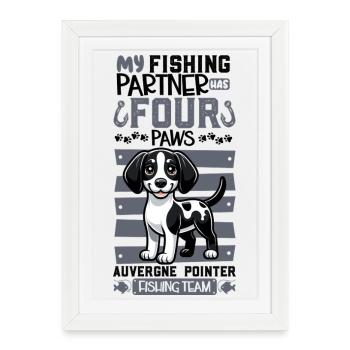 Pêche et Braque du Bourbonnais - Affiche encadrée (27 × 37 cm) - blanc - Devant